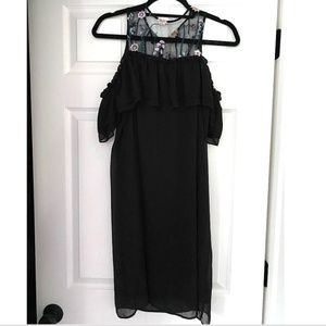 Off the shoulder, floral halter dress